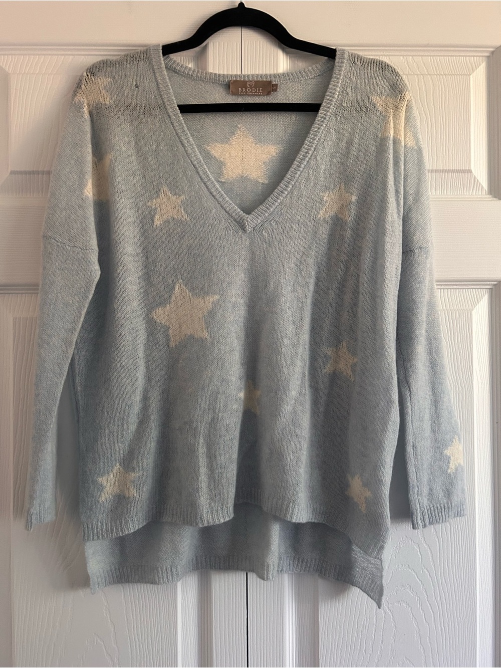 Brodie Cashmere Light Blue Star Sweater.